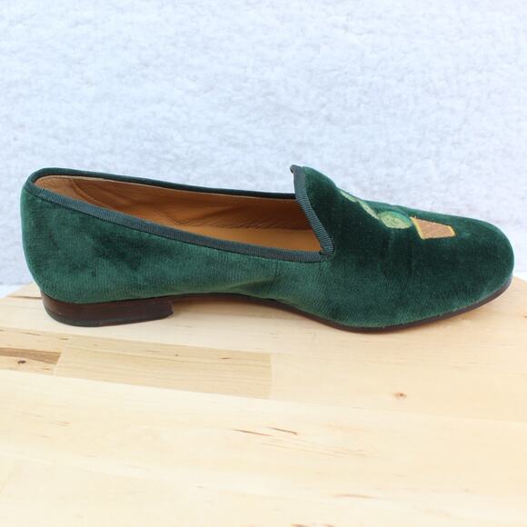 Stubbs Wootton Loafer Womens 6 Green Velvet Embroidered Slip On Comfort Shoe - Picture 11 of 12
